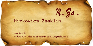 Mirkovics Zsaklin névjegykártya